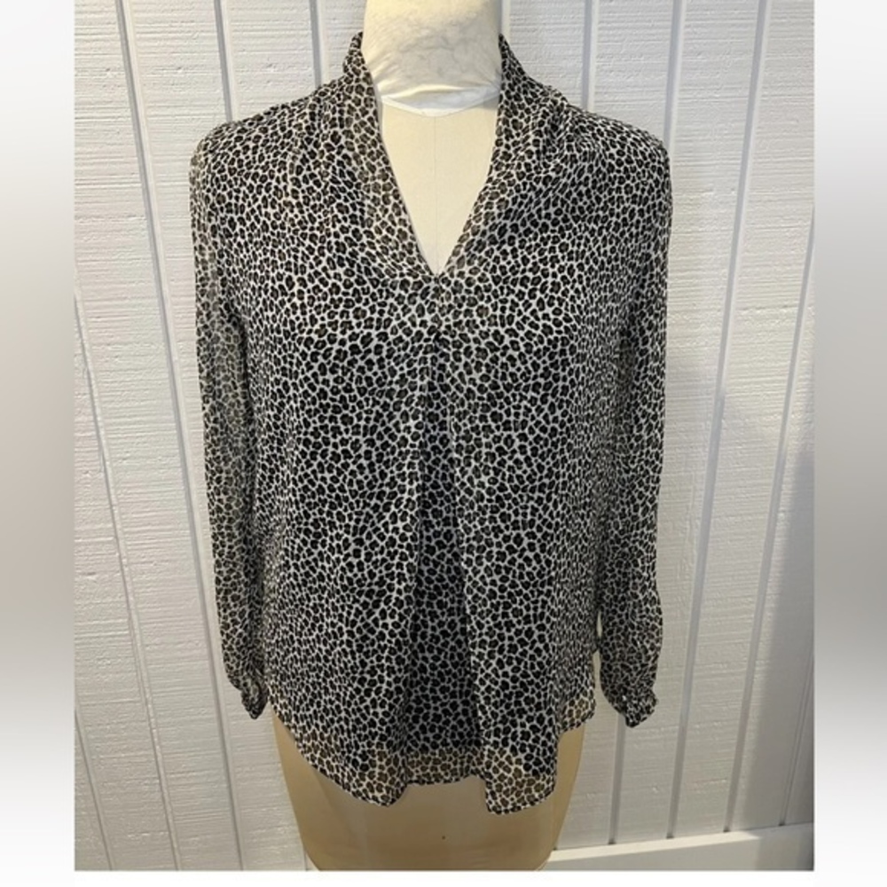 Michael Kors Cheetah Long‎ Sleeve Blouse/ Top Size Med